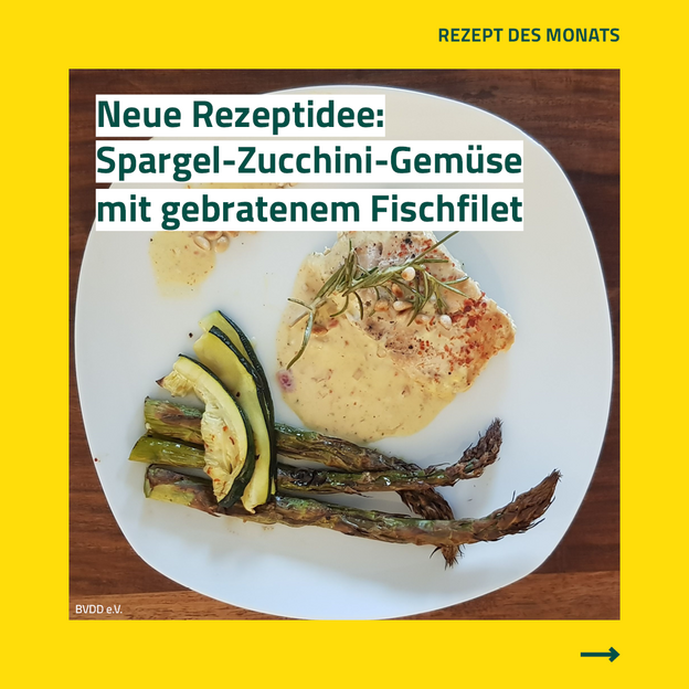 Instagram-Post: Spargel-Zucchini-Gemüse mit gebratenem Fischfilet